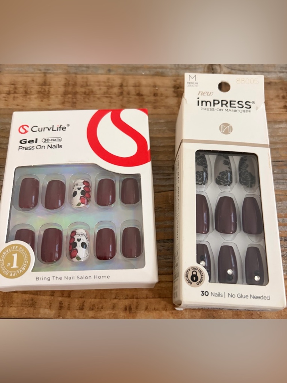 Curvlife and Impress Goth Press-On Nails Sets